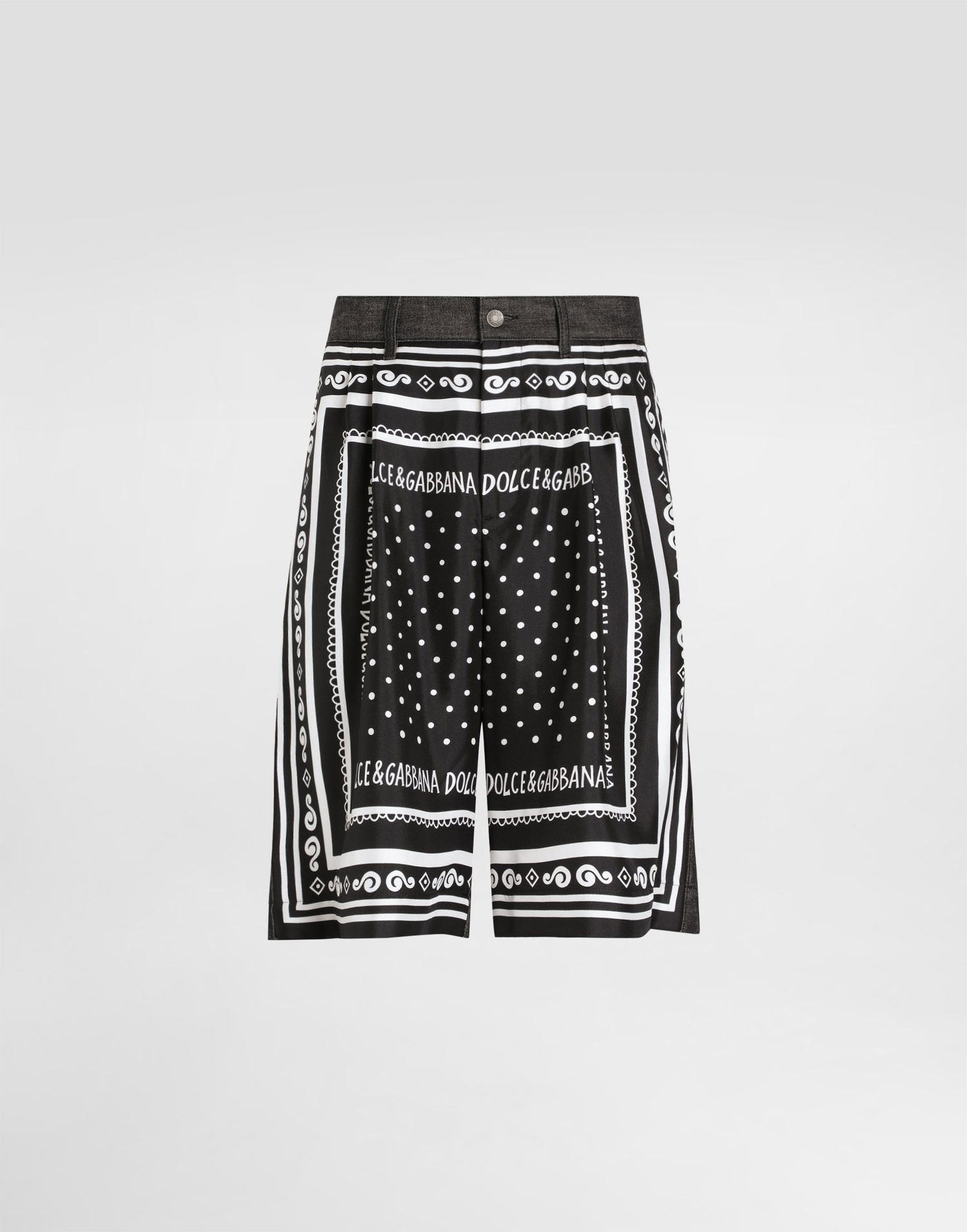 Shorts Dolce & Gabbana Printed Silk & Denim Shorts Sort | GP03IDG8MT6S9001, 0