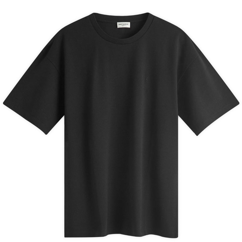 T-shirt Saint Laurent Pique Logo T-Shirt Sort | 781566-Y37HC-1000