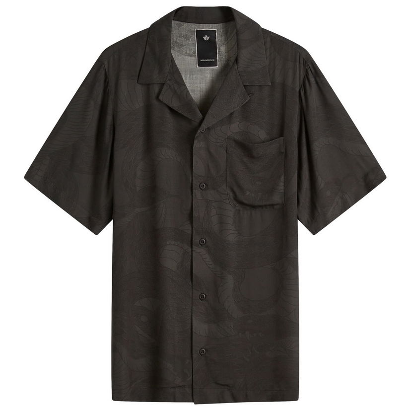 Skjorte Maharishi Maharishi Snakeskin Vacation Shirt, Size Large Sort | 1480-BLK