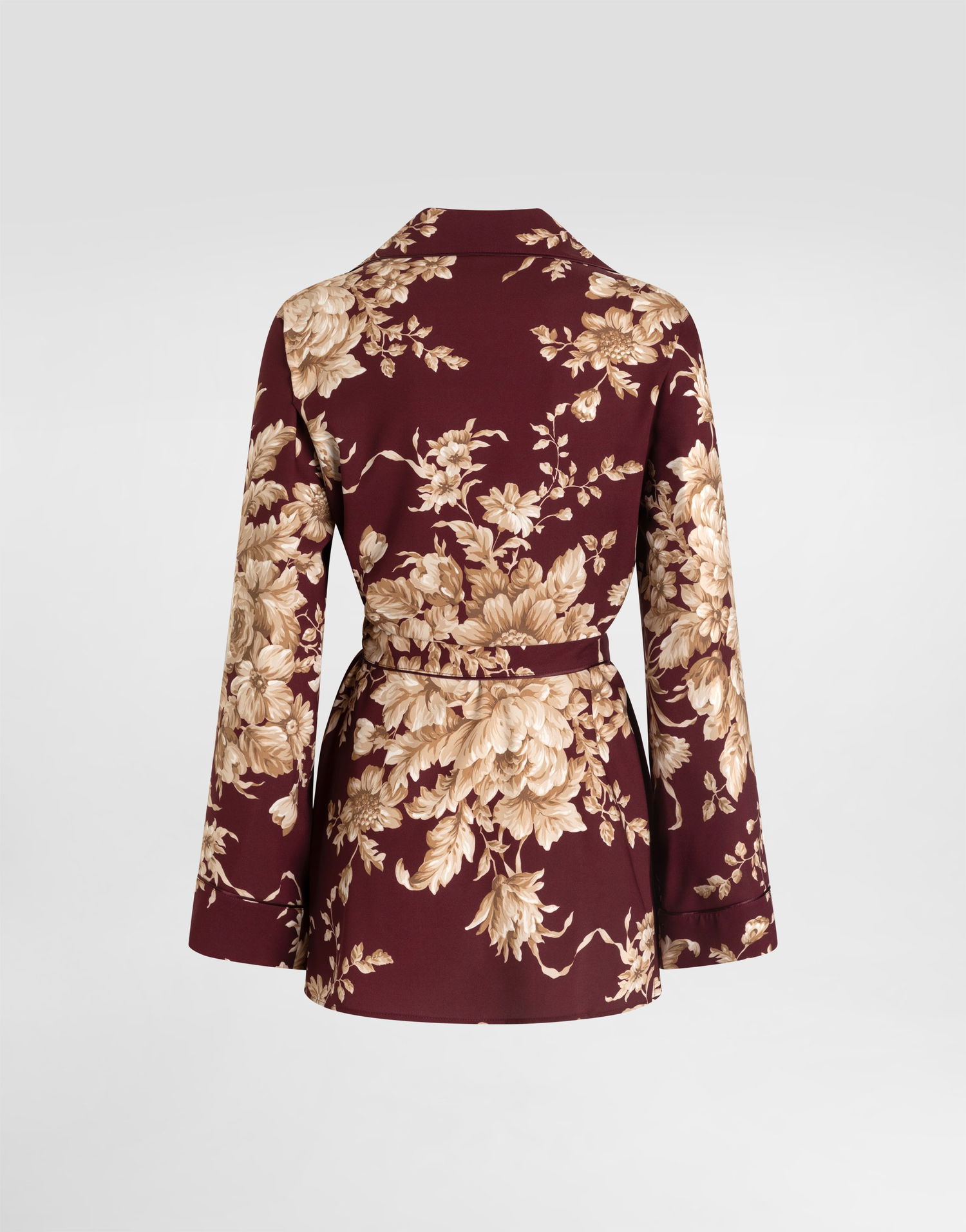 Skjorte Dolce & Gabbana Rose-print Charmeuse Belted Vanity Shirt Flerfarvet | F5Q03TFSA7YHR4OX, 1