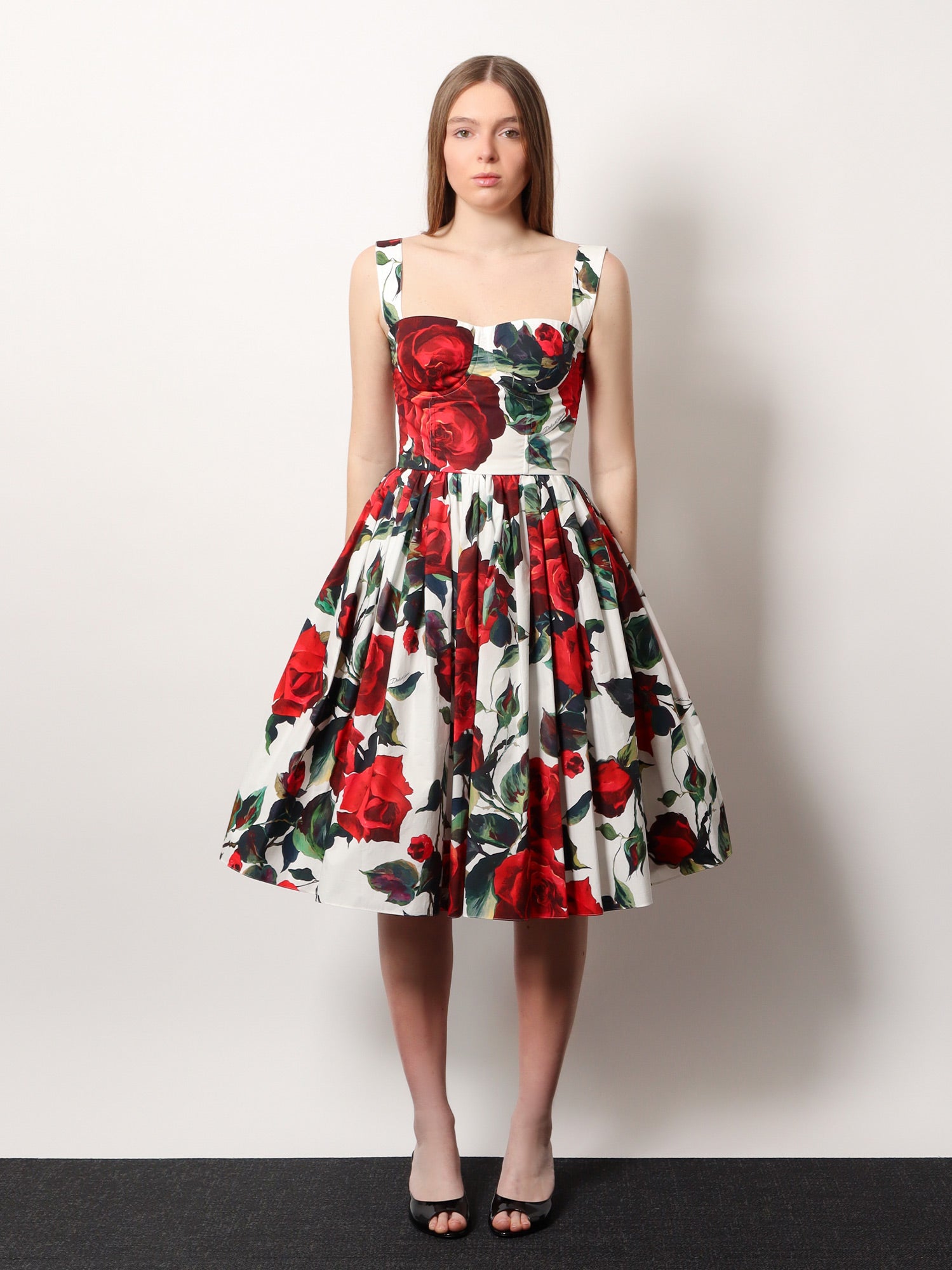 Kjole Dolce & Gabbana Dolce & Gabbana Rose Print Fit-and-Flare Dress Flerfarvet | F6ADLTHS5S2HA5KQ, 1
