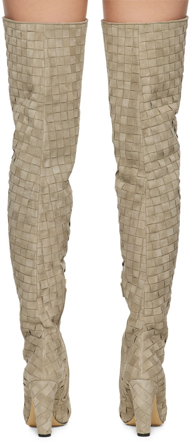 Tøj Bottega Veneta Bottega Veneta Canalazzo Suede Over-The-Knee Boots Beige | 796555 V4JC0, 1