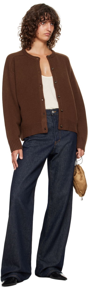 Sweater Loulou de Saison Loulou de Saison Aidar Cashmere Blend Cardigan Brun | AIDAR LDS, 3