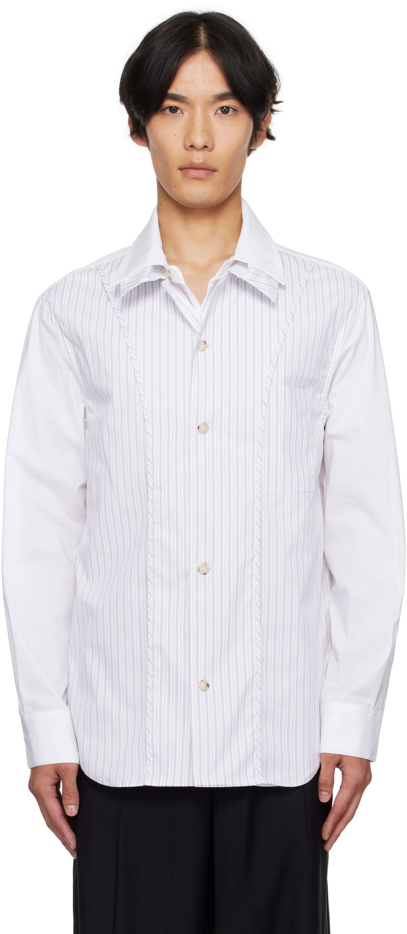 Skjorte Andersson Bell Andersson Bell Open Collar Layered Shirt Hvid | atb1341m