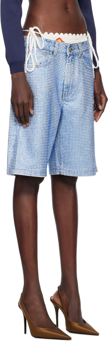 Shorts Casablanca Casablanca Crystal Embellished Denim Shorts Blå | WS25-TR-280-01, 1