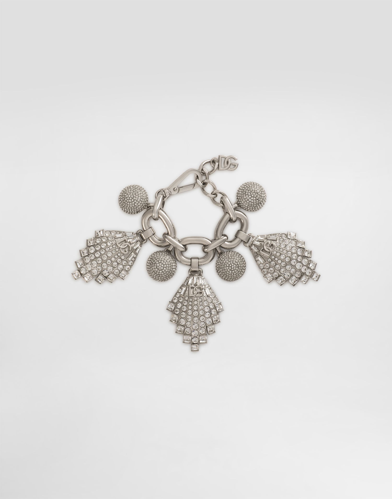 Armbånd Dolce & Gabbana Dolce & Gabbana Rhinestone Maxi-Bracelet with Chain and DG Logo Metalisk | WBR2E5W111187655, 0