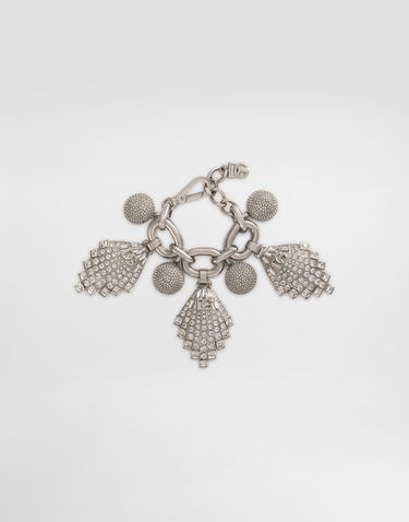 Armbånd Dolce & Gabbana Dolce & Gabbana Rhinestone Maxi-Bracelet with Chain and DG Logo Metalisk | WBR2E5W111187655, 0