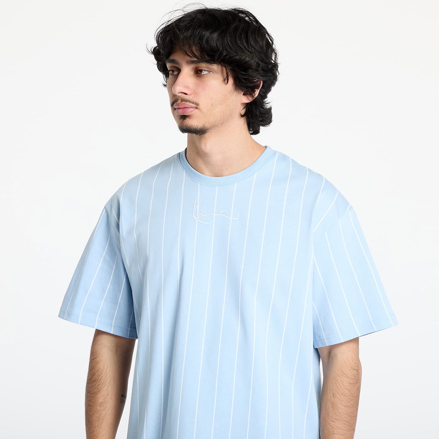 T-shirt Karl Kani Karl Kani Small Signature Pinstripe Tee Blå | 60300339, 1