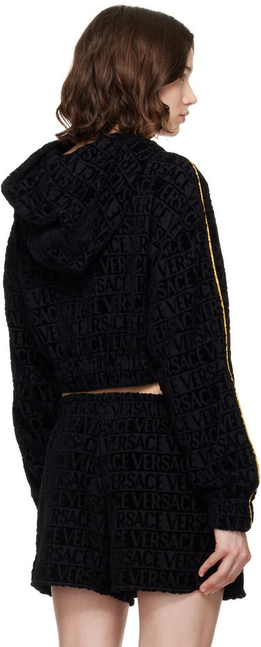 Sweatshirt Versace Versace 'I Heart Baroque' Crop Velour Hoodie Sort | 1020144_1A14584, 2