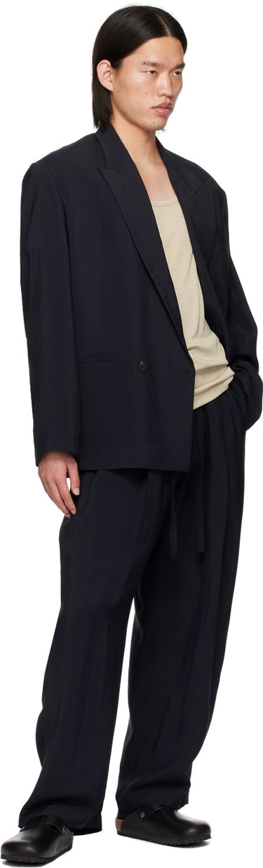 Bukser Studio Nicholson Studio Nicholson Noam Pleated Trousers Mørkeblå | NOAM SNM - 1186, 3