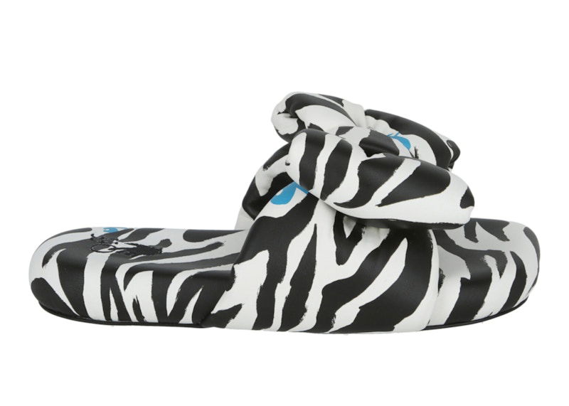 Sneakers og sko Off-White Zebra Printed Extra Padded Slide Black White W Sort | IC005S22 LEA00 21001, 0