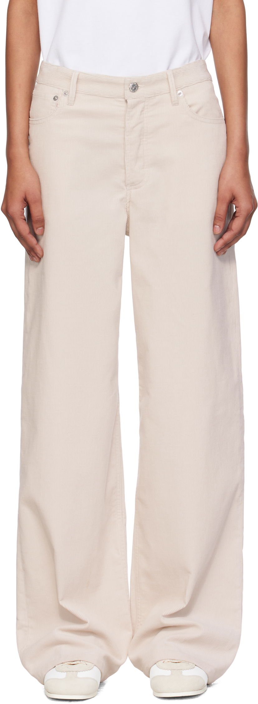Bukser A.P.C. A.P.C. Elisabeth Wide-Leg Corduroy Trousers Beige | COHHO-F09181