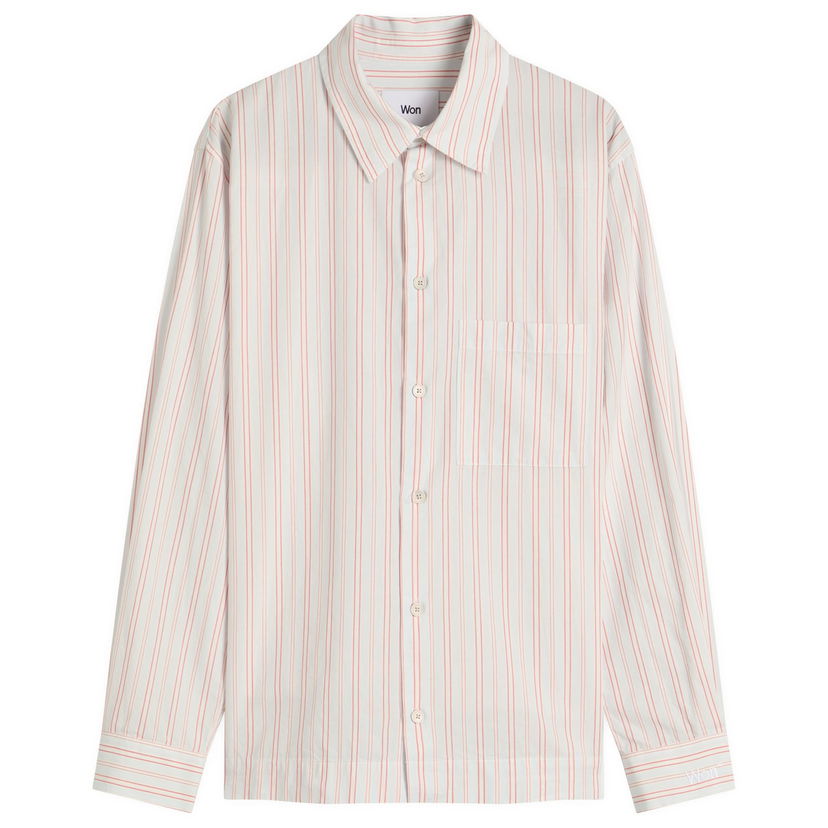Skjorte Won Hundred Penzo Stripe Shirt, Size Small Hvid | 3710-14286
