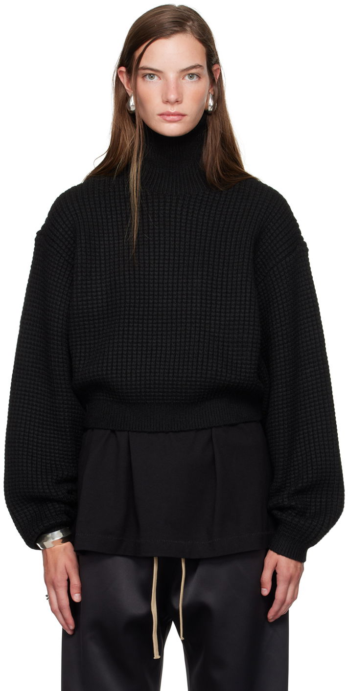 Sweater Fear of God ESSENTIALS Cropped Turtleneck Sweater Sort | 192BT247320FW