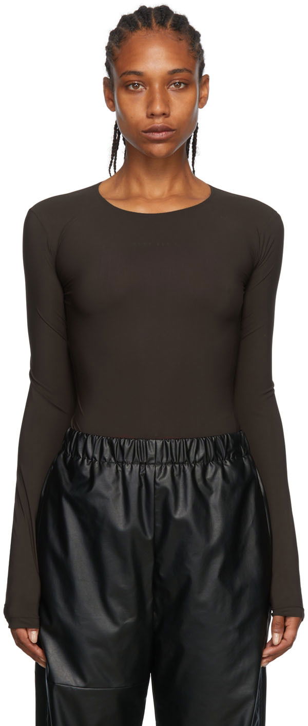 Krop Maison Margiela MM6 Maison Margiela Nylon Long Sleeve Bodysuit Brun | S52NA0050 S20518, 0