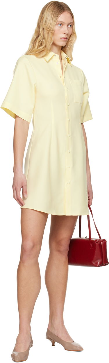 Kjole AMI AMI Paris Wool Short Sleeve Shirt Dress Gul | FDR162.WV0068, 3