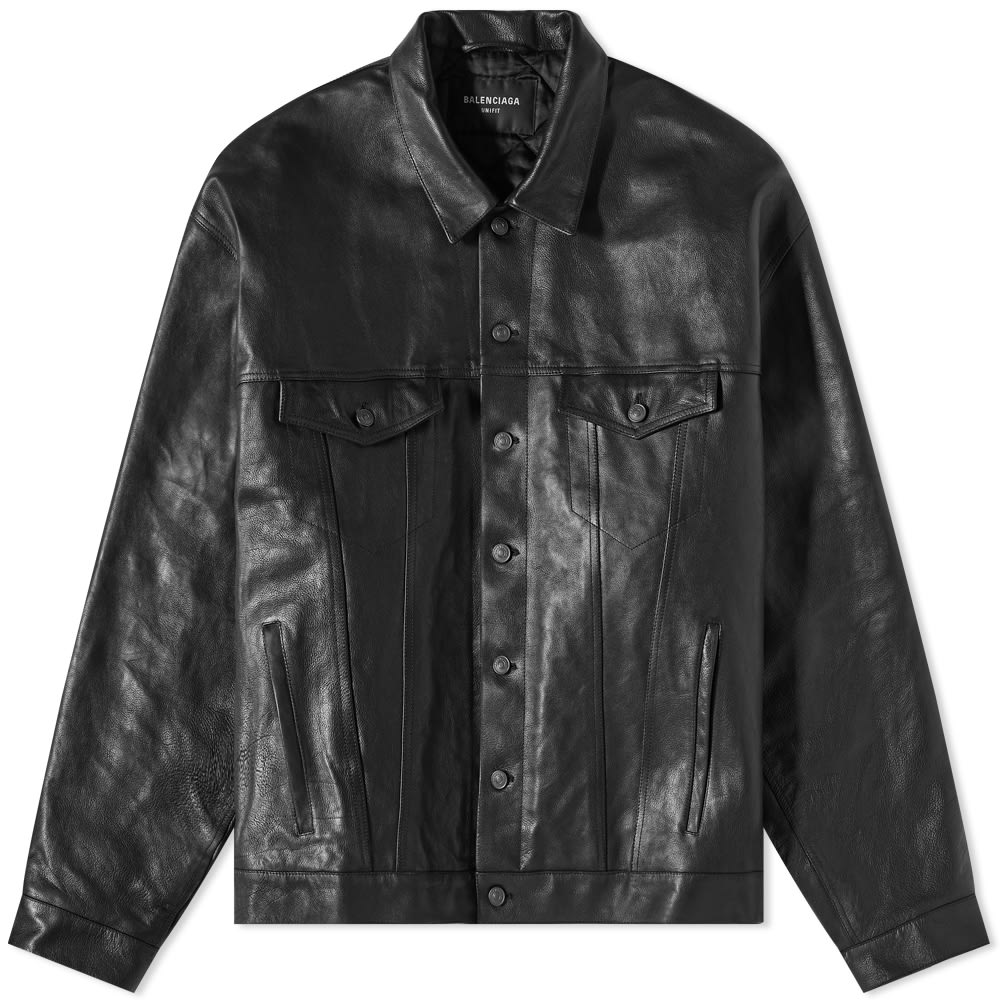 Jakke Balenciaga Boxy Leather Jacket Sort | 697776-TMS03-1000, 0