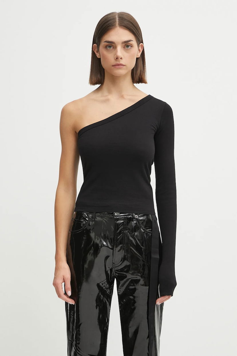 T-shirt Rick Owens Rick Owens DRKSHDW Ziggy One-Shoulder Long Sleeve T-Shirt Sort | DS02E7216.RN