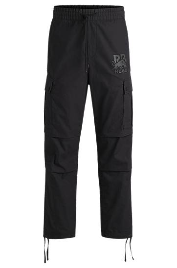 Cargo bukser BOSS HUGO x Red Bull Regular-Fit Cargo Trousers Sort | 50542801