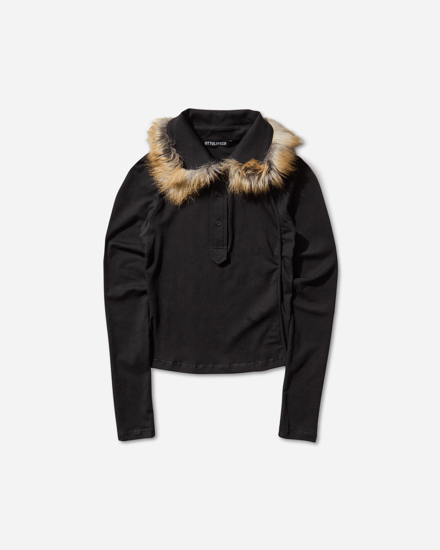 Skjorte Ottolinger Furry Fitted Longsleeve Polo Sort | 11510471501 BLK, 1