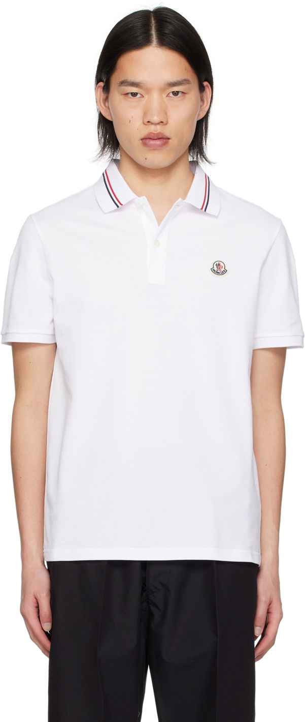 Polo skjorte Moncler White Patch Polo Hvid | J10918A0002189A16