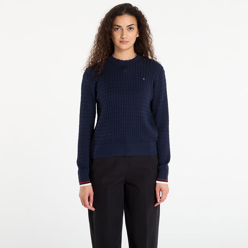 Sweater Tommy Hilfiger Tommy Hilfiger Cable Fine Knit Sweater Mørkeblå | WW0WW44993-0ZZ