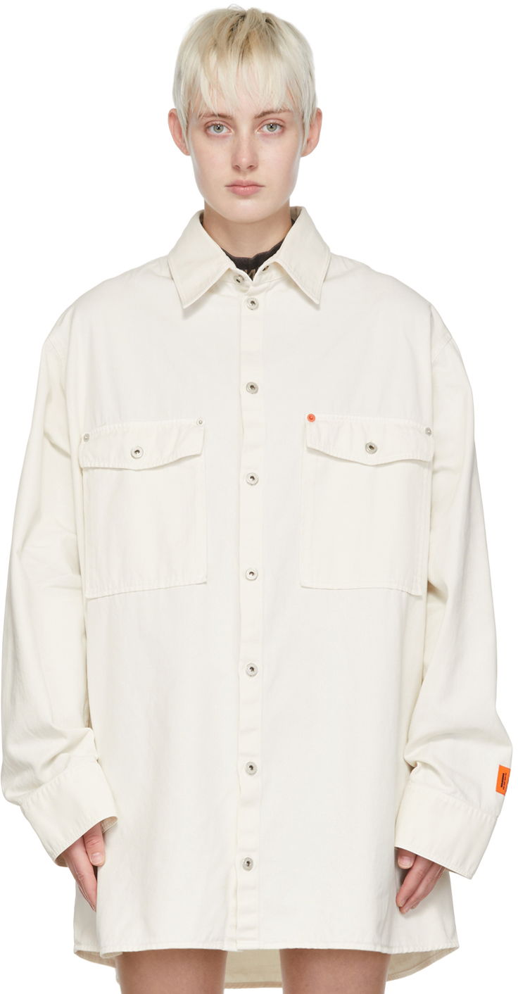 Skjorte HERON PRESTON Heron Preston Cotton Oversized Shirt Hvid | HMGA031S22FAB0010300, 0