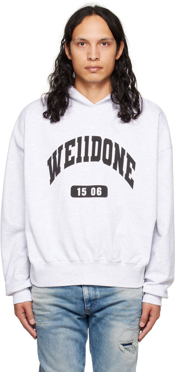 Sweatshirt We11done We11done Print Hoodie Grå | WD-TH3-22-807-U-GY