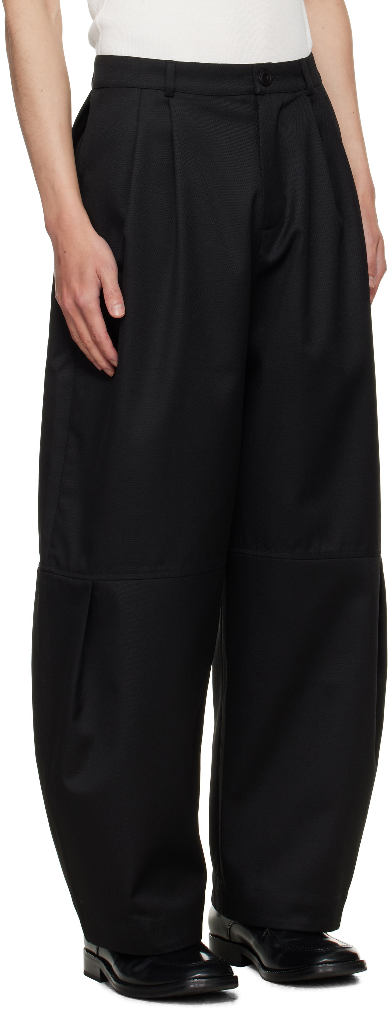 Bukser sage NATION SAGE NATION Zushi Pleated Trousers Sort | S091 ZUSHI TROUSER COTTON TWIL, 1