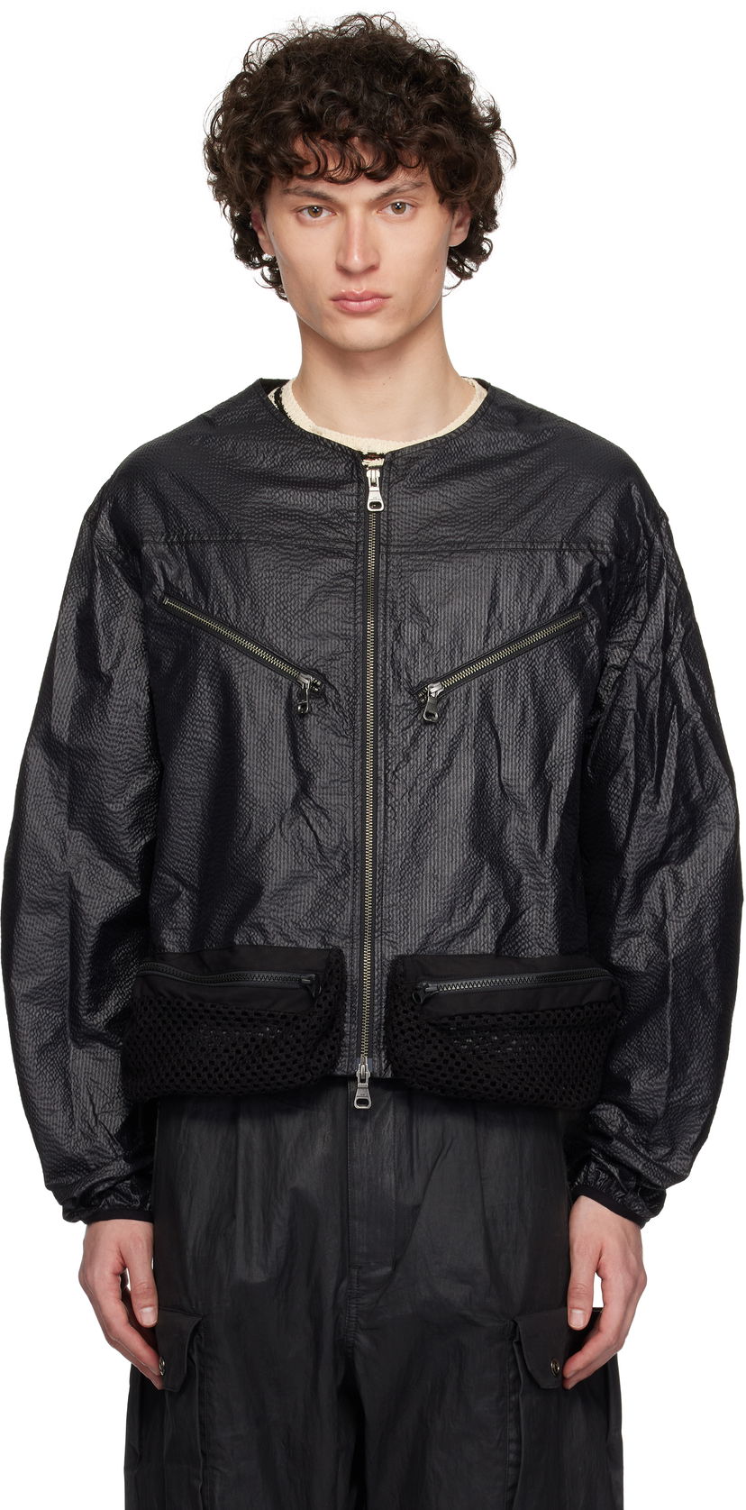 Bomberjakke Andersson Bell Andersson Bell Convex Collarless Bomber Jacket Sort | awa696m
