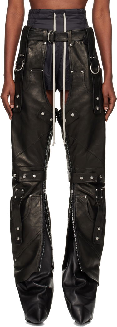 Bukser Rick Owens Concordians Leo Prothmann Edition Chaps Leather Trousers Sort | RO02E4436 LNV, 0