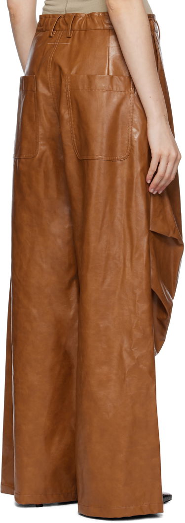 Bukser Maison Margiela MM6 Maison Margiela Draped Faux-Leather Trousers Brun | S52KA0510 M35465, 2