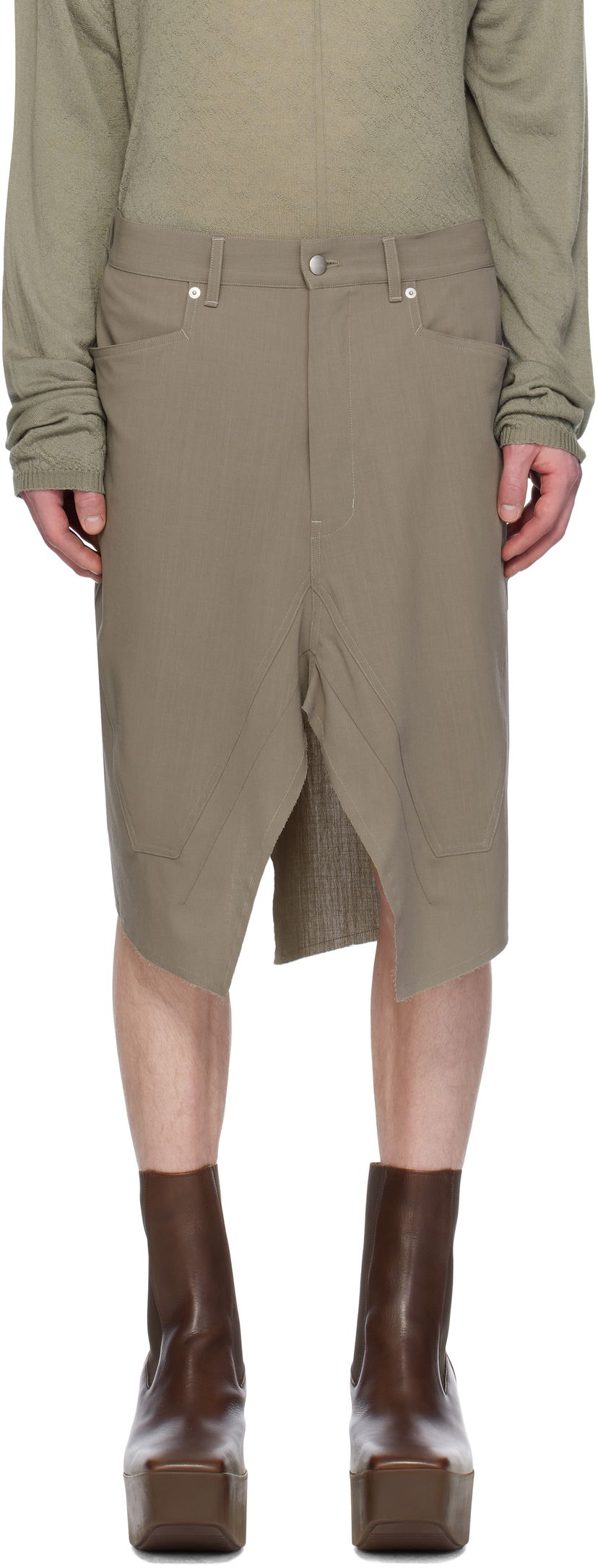 Nederdel Rick Owens Rick Owens Hollywood Slivered Skirt Grøn | RU01E5345 WLP