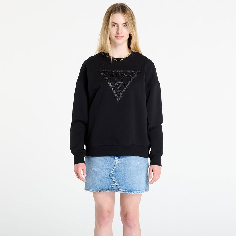Sweatshirt GUESS GUESS Triangle Glitter Sweatshirt Sort | W5BQ11KC8I1-JBLK
