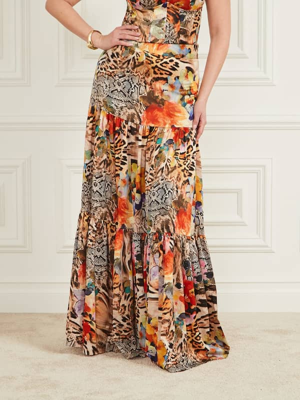 Nederdel GUESS Marciano Floral Print Long Flerfarvet | 3BGD167099Z, 0