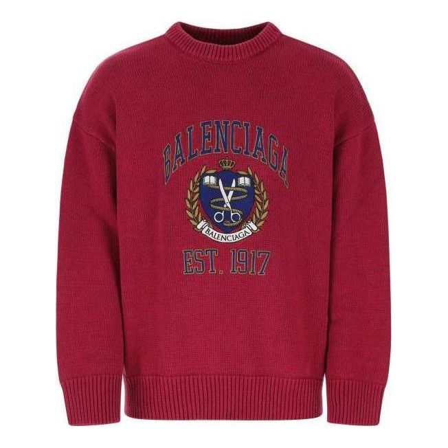 Sweater Balenciaga Balenciaga Est. 1917 College Logo Crewneck Sweater Rød | 675267T32176164, 0