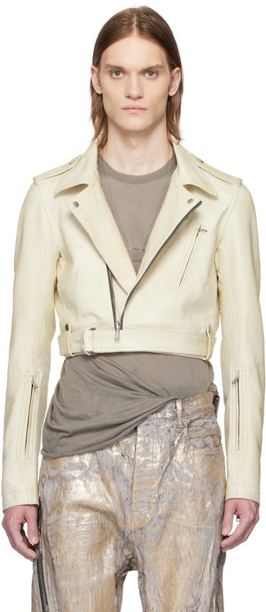 Jakke Rick Owens Rick Owens Hollywood Cropped Stooges Leather Jacket Hvid | RR01E5707 LBH, 0