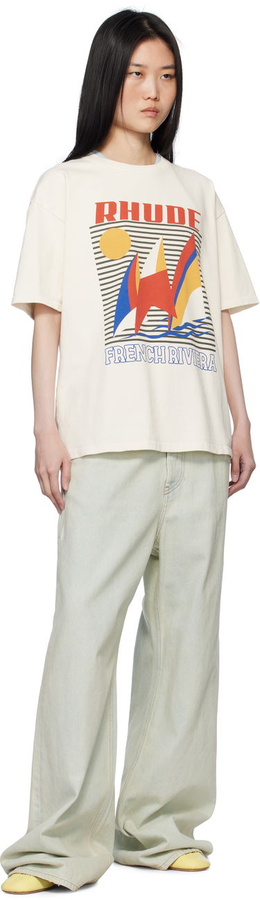 T-shirt Rhude Rhude Poster Print T-Shirt Beige | RHPS25TT10012, 3