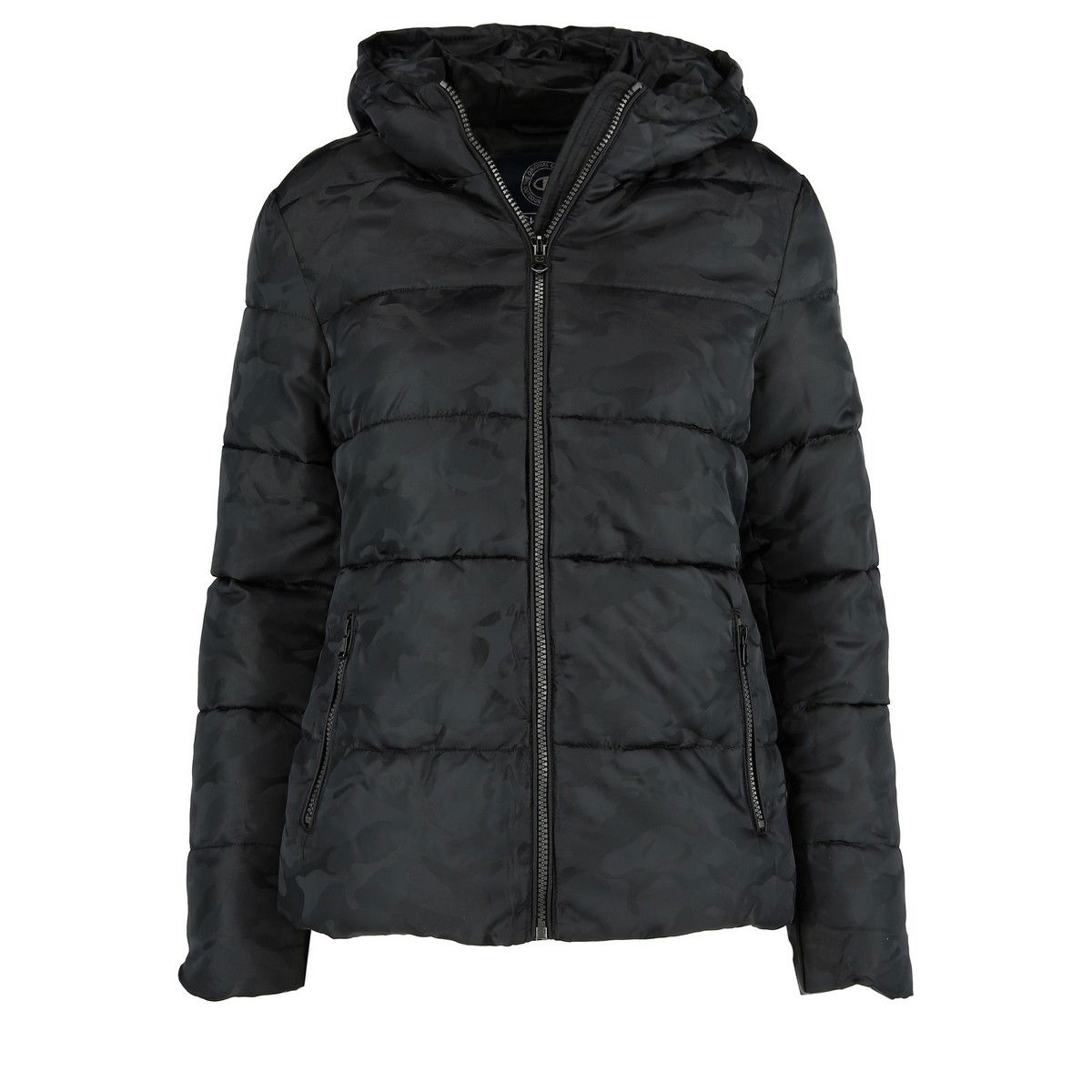 Puffer jakke Champion Bony Hooded Camouflage Puffer Jacket Sort | CHBG183210-2175, 0