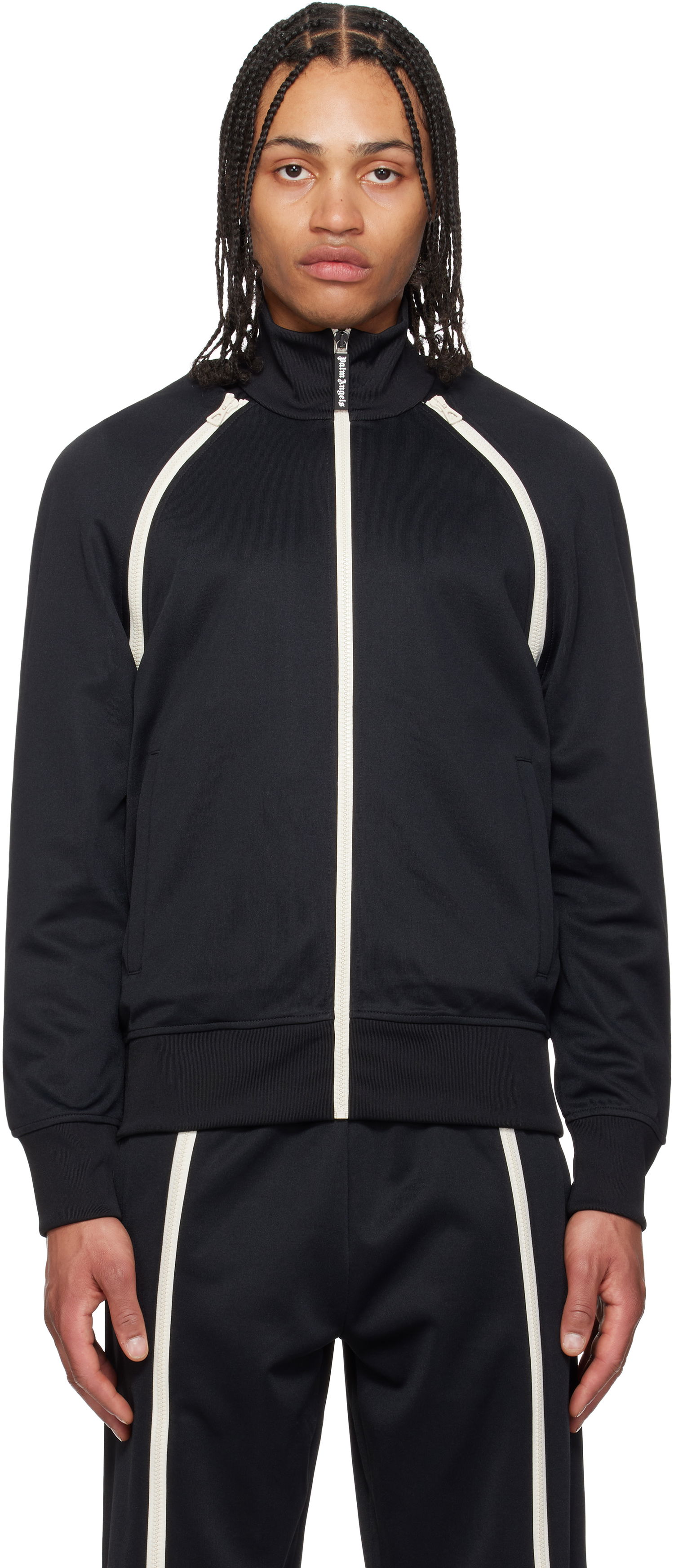 Træningsdragt Palm Angels Palm Angels Zip Sleeves Track Jacket Sort | PMBD082S25FAB0011010, 0