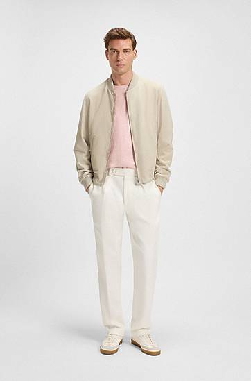 Bukser BOSS BECKHAM x BOSS Stretch Cotton Trousers Hvid | 50549203, 1