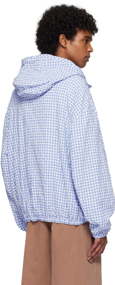 Vindjakke Marni Marni Gingham Seersucker Hooded Jacket Blå | JUMU0179SU UTN929, 2