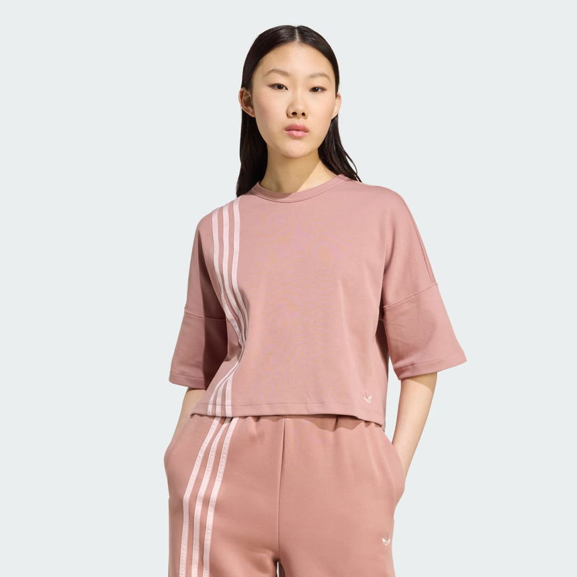 T-shirt adidas Performance Off Placed 3-Stripes Cropped T-Shirt Lyserød | JW3613