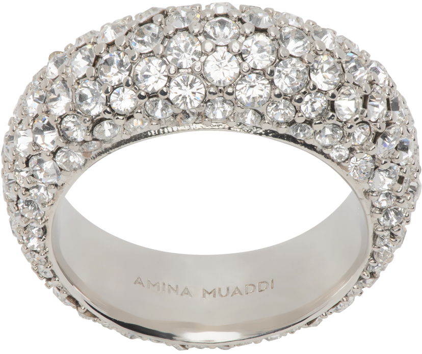 Ring Amina Muaddi Amina Muaddi Cameron Crystal Ring Metalisk | CAMERON RING