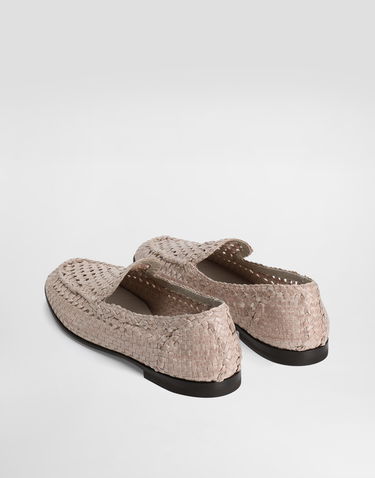 Tilbehør Dolce & Gabbana Dolce & Gabbana Polished Goatskin Woven Loafers Beige | A50481A6M7180004, 2