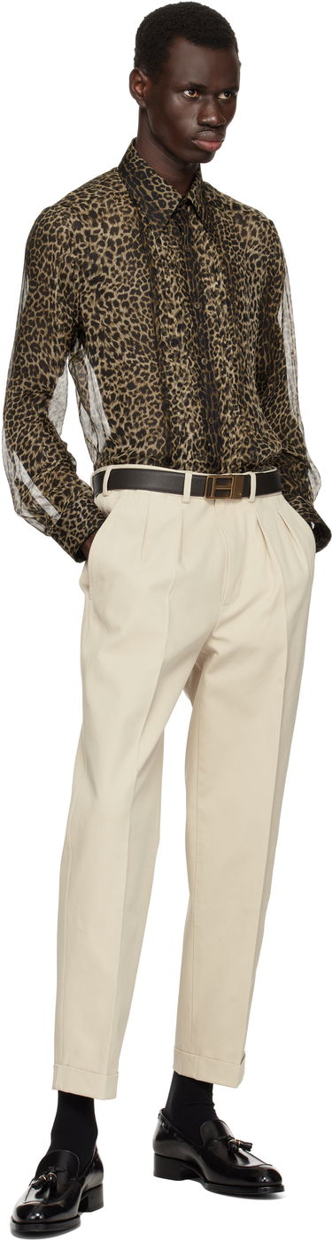 Bukser Tom Ford TOM FORD Double Pleat Gabardine Trousers Beige | SHP004-FMC187S25, 4