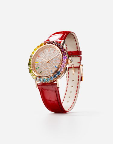 Ur Dolce & Gabbana Dolce & Gabbana Iris Rose Gold Watch with Multi-Colored Gems and Diamonds Rød | WWLB2GXA0XAR3723, 2
