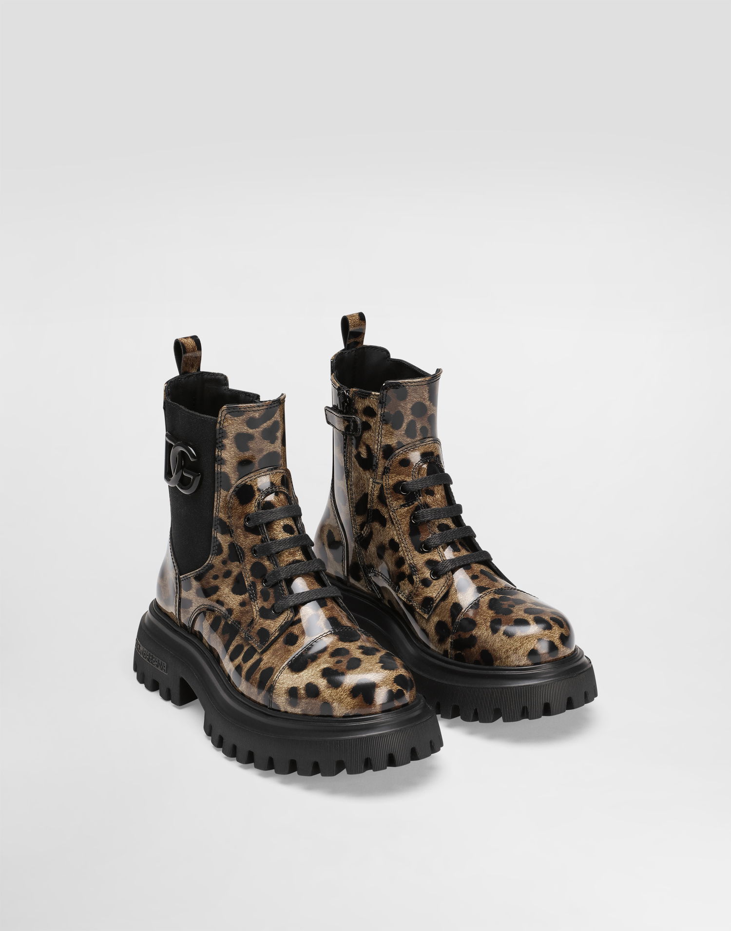 Tilbehør Dolce & Gabbana Dolce & Gabbana Printed Shiny Calfskin Ankle Boots Brun | D11360AM568HA93M, 1