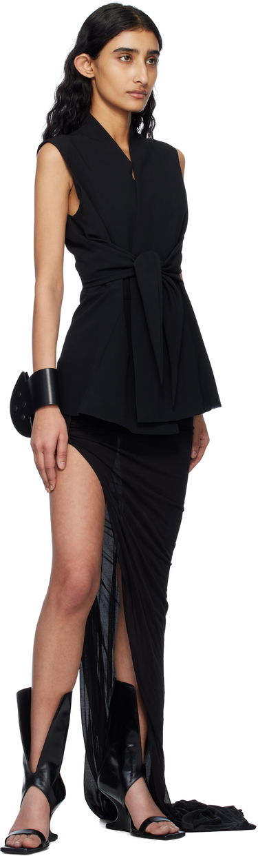 Vest Rick Owens Rick Owens Hollywood SL Strutter Sleeveless Wrap Blouse Sort | RP01E7709 WLP, 3