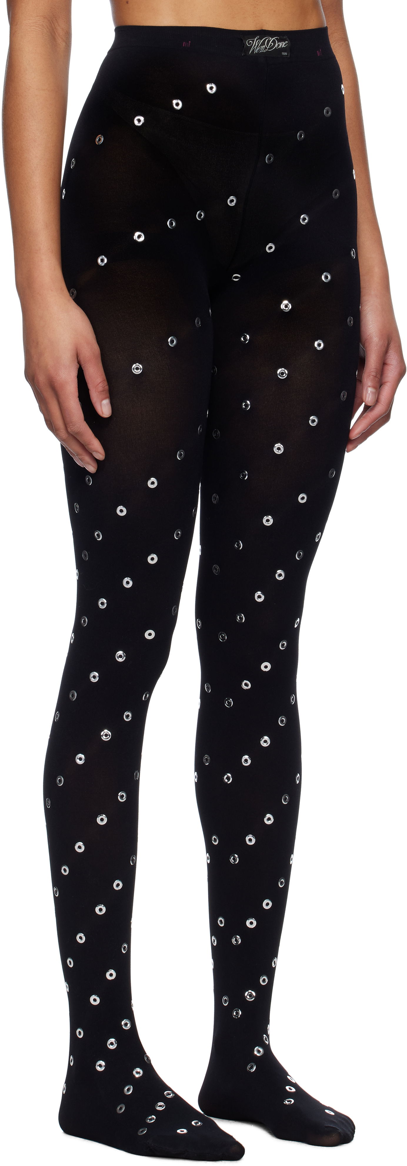 Sokker We11done We11done Eyelet Tights Sort | WD-LE0-25-285-W-BK, 1